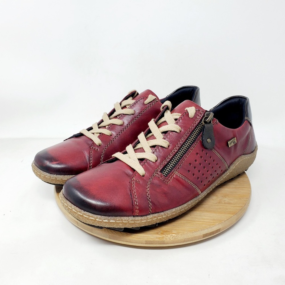 Remonte Liv Shoes‎ Womens 42 Red Leather Zip Oxford Comfort Sneaker
